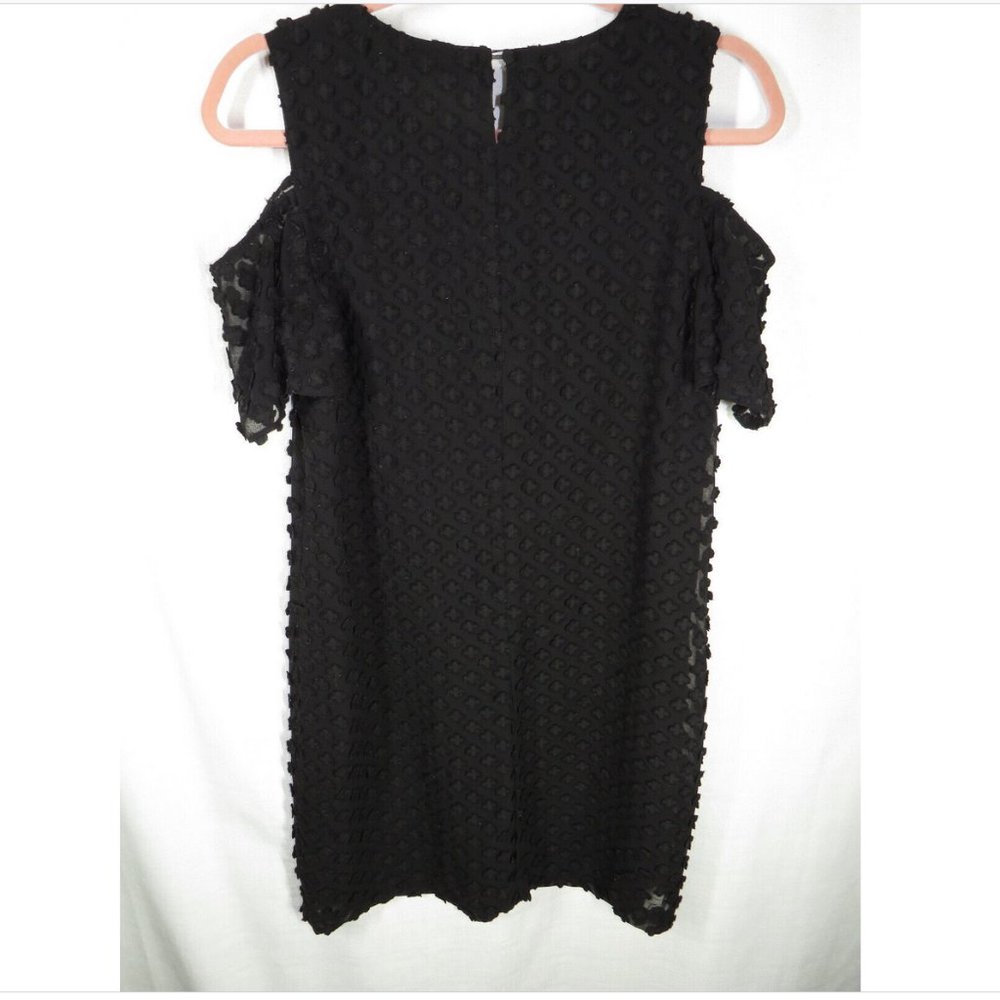 BCBGMAXAZRIA Black Cold Shoulder Floral Applique Dress - Picture 5 of 9